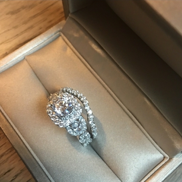 3pcs Stamp 925 Silver Engagement Bridal set - Picture 3 of 5